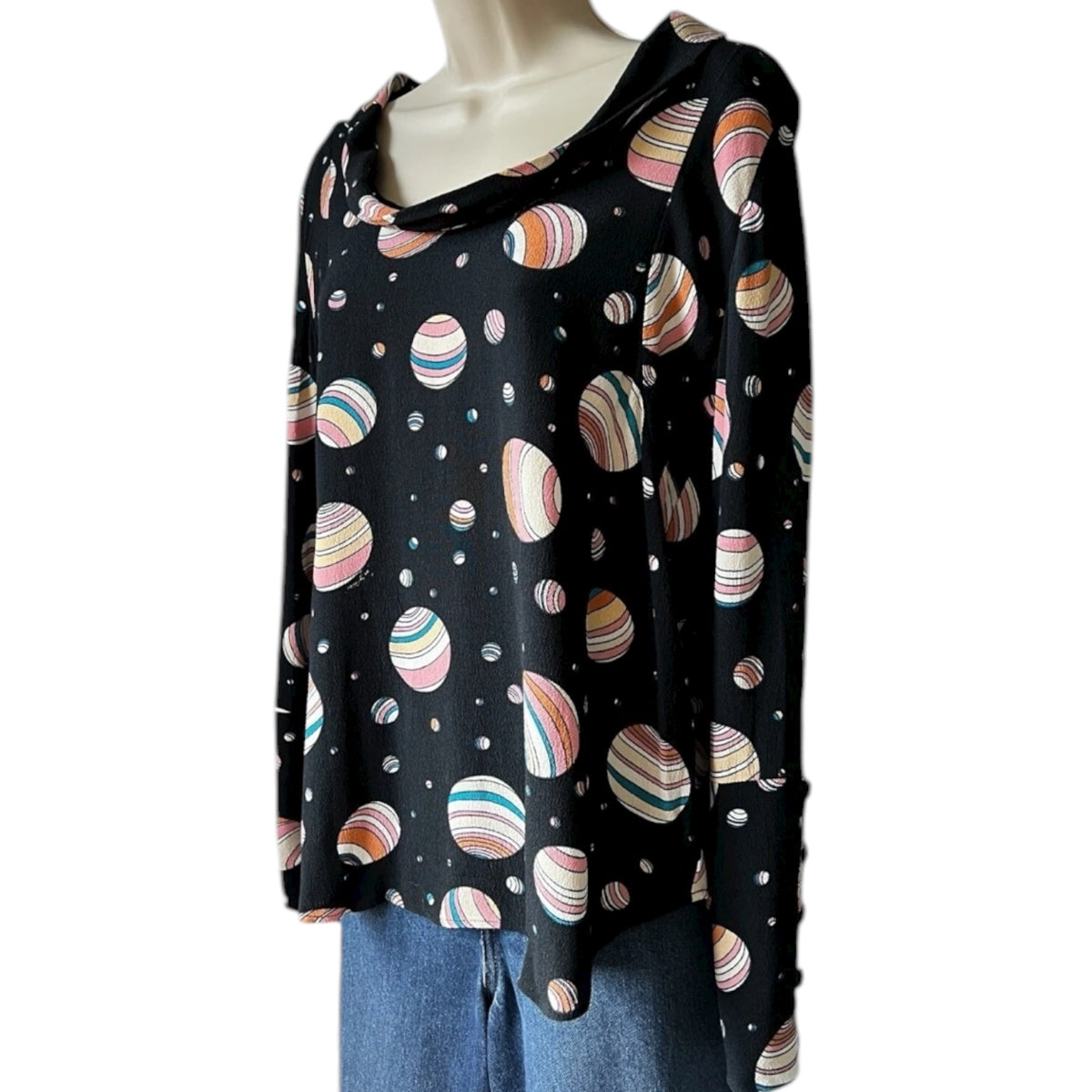 See By Chloé Planet Print Blouse – Celestial Long Sleeve Top, UK8 – pre-loved