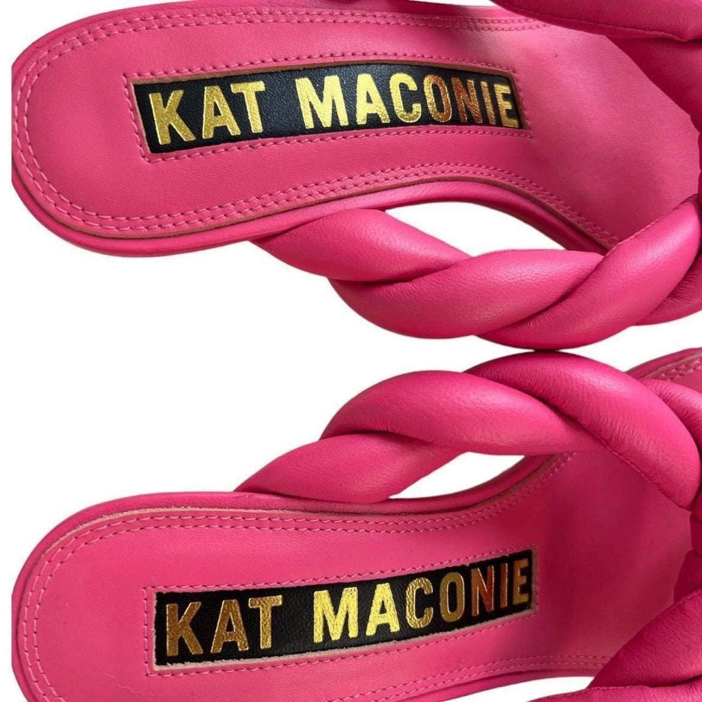 Kat Maconie Puff Braid Square-Toe Chain Heel Sandals – Dragonfruit Pink, UK6