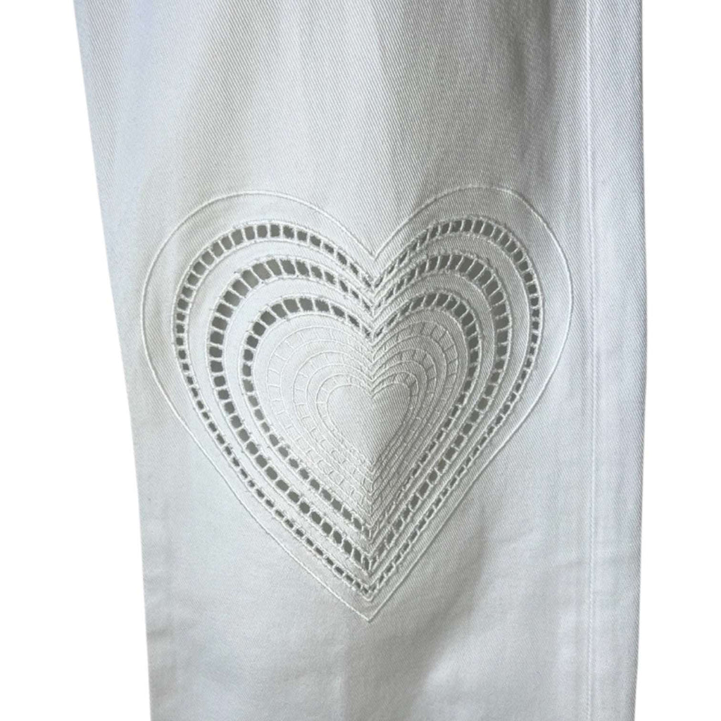 Christopher Kane Heart Embroidered Straight Boyfriend Jeans – 25 – pre-loved