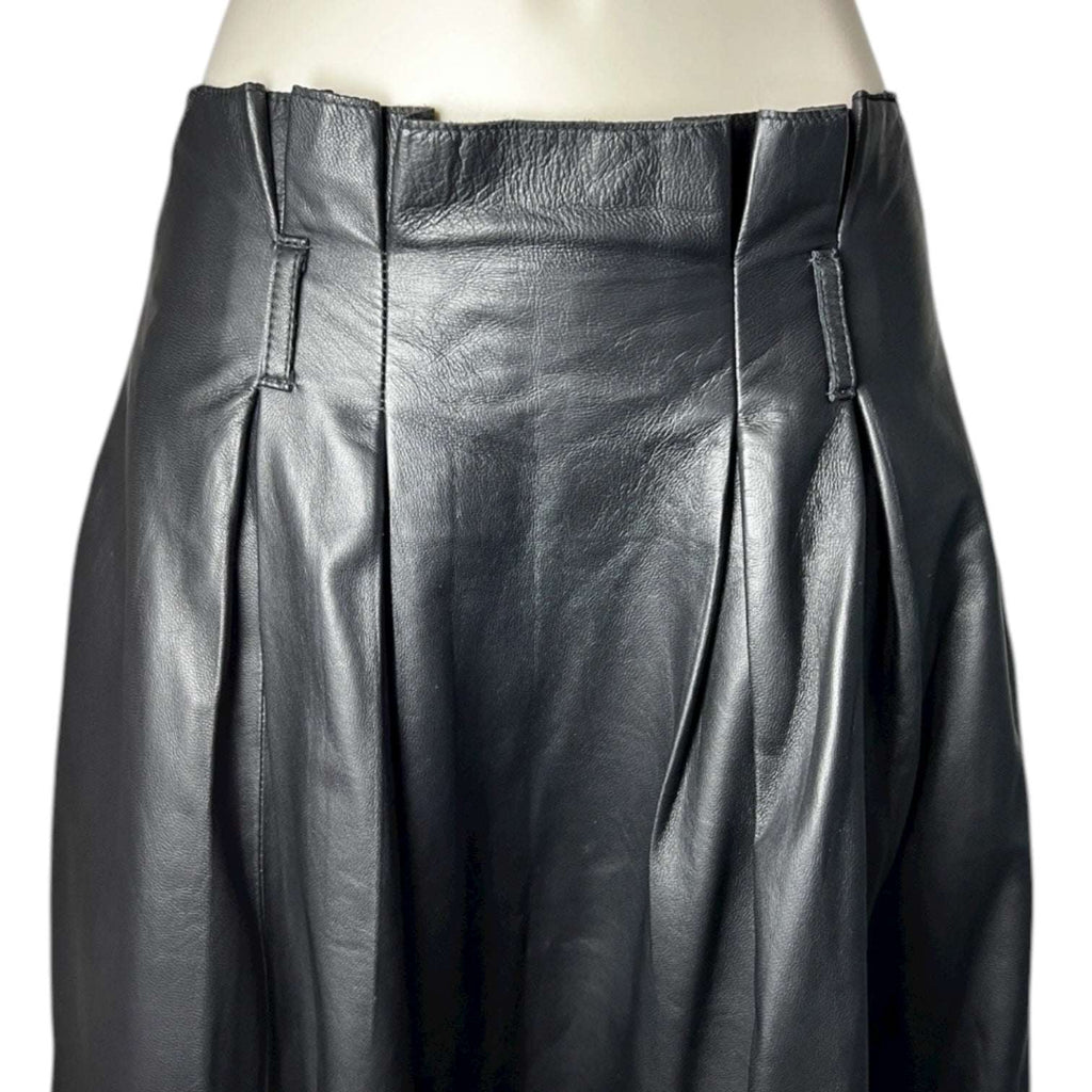 By Malene Birger Black Real Leather Pleated Midi Skirt – EU36 (UK8) – pre-loved
