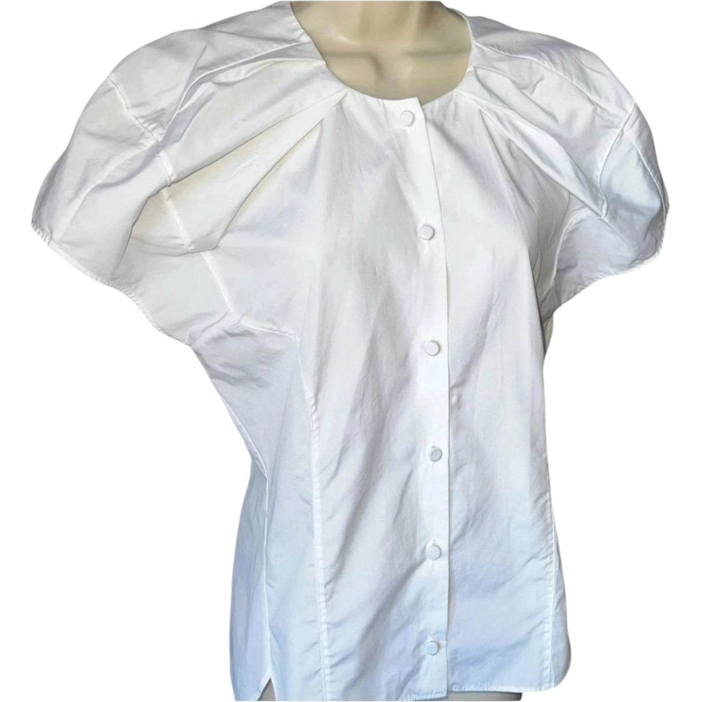 Khaite Tanya Cotton Princess Seams Puff Sleeve Shirt – S – pre-loved