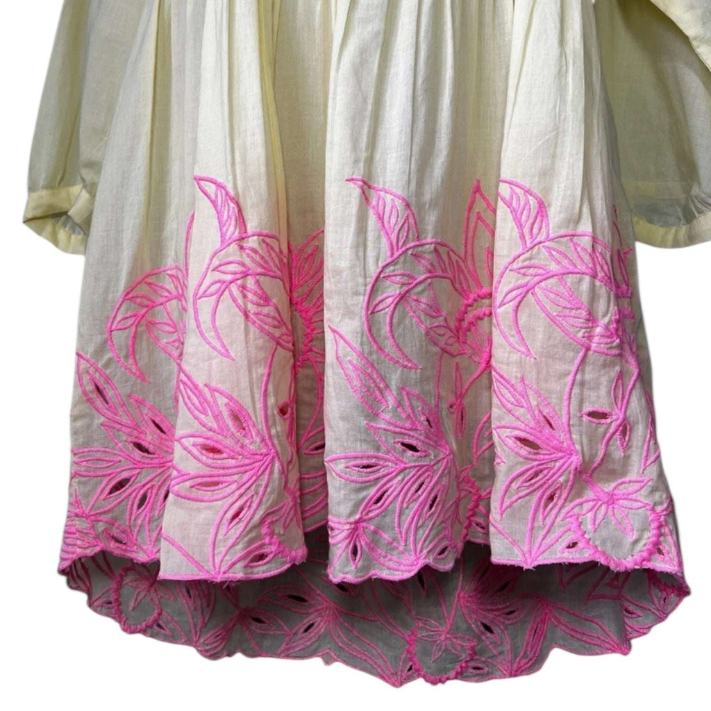 Juliet Dunn Cotton Embroidered Mini Batwing Dress – Size 1 (UK8) – pre-loved