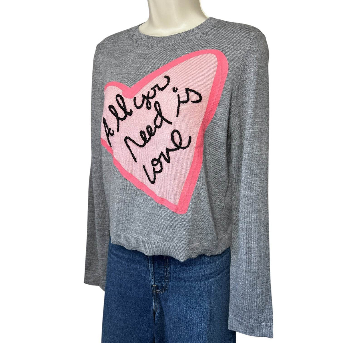 Alice + Olivia x The Beatles Wool Jumper – “All You Need Is Love” Embroidery, L – pre-loved
