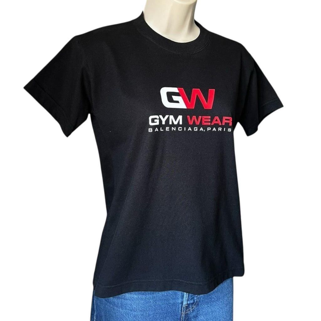 Balenciaga GW Gym Wear Logo Print Cotton T-Shirt – M