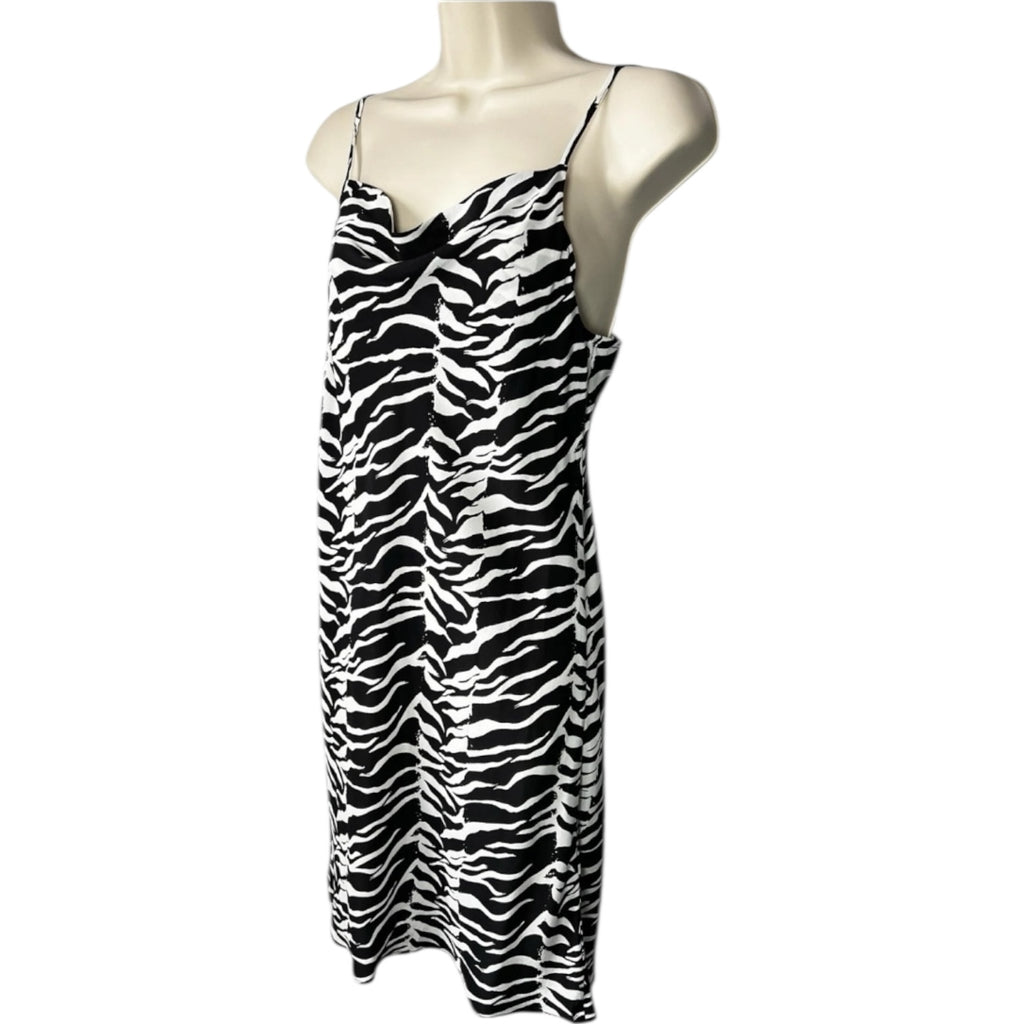 Rixo Zebra Print Silk Cowl Neck Slip Mini Dress - S – pre-loved