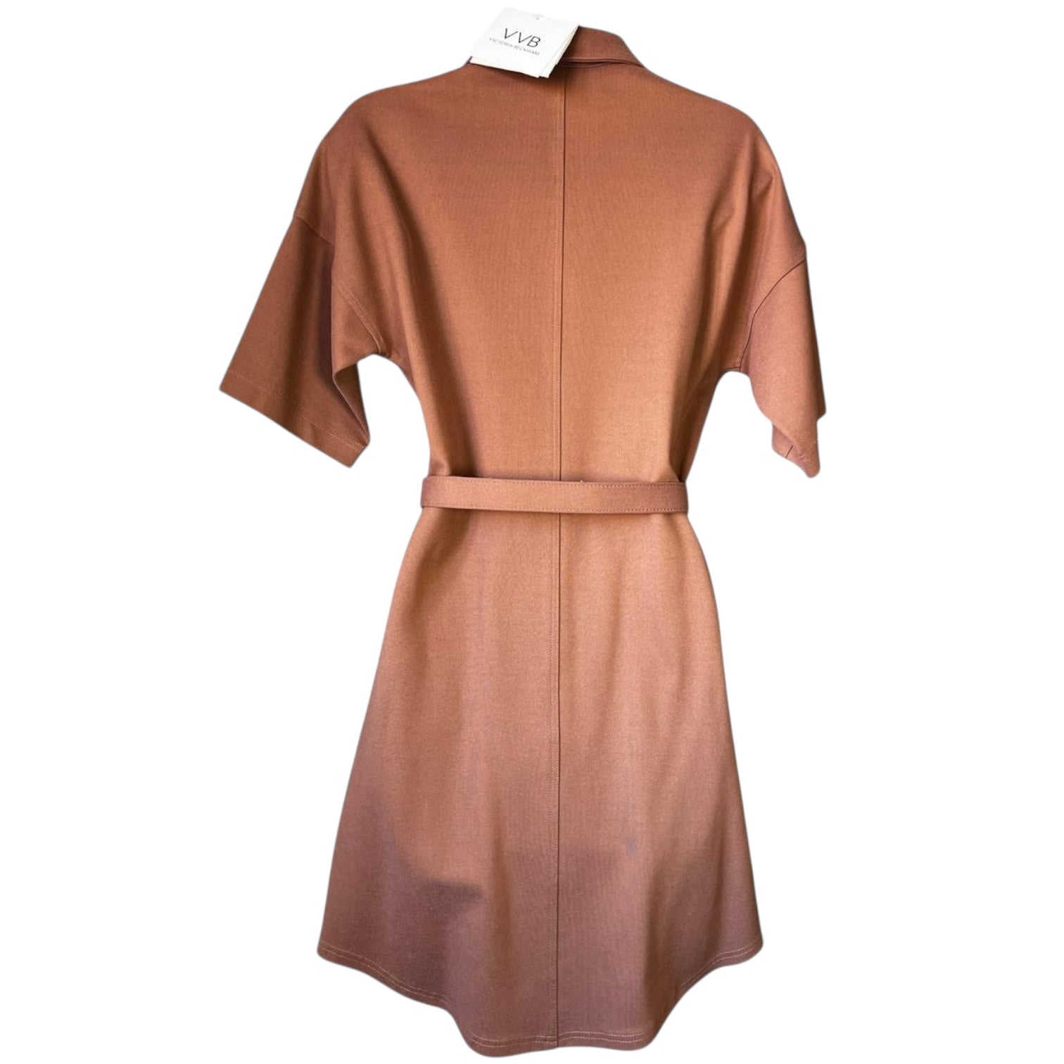 Victoria Beckham Ponti Logo-Embroidered Stretch-Woven Mini Shirt Dress - XS