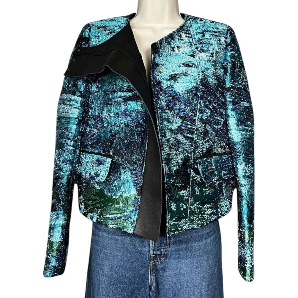 Proenza Schouler Tweed & Leather Cropped Boxy Jacket – US0 – pre-loved