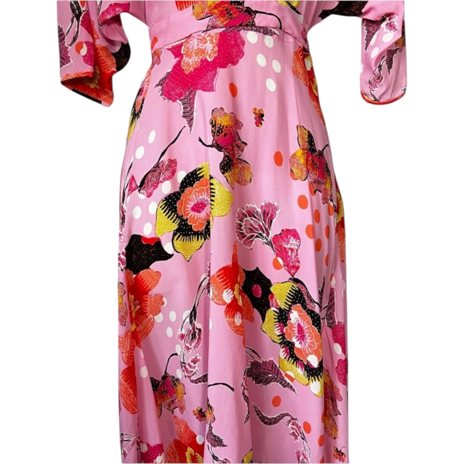 Diane von Furstenberg Eloise Silk-Viscose Crepe Wrap Midi Dress – Floral, Size XS – pre-loved