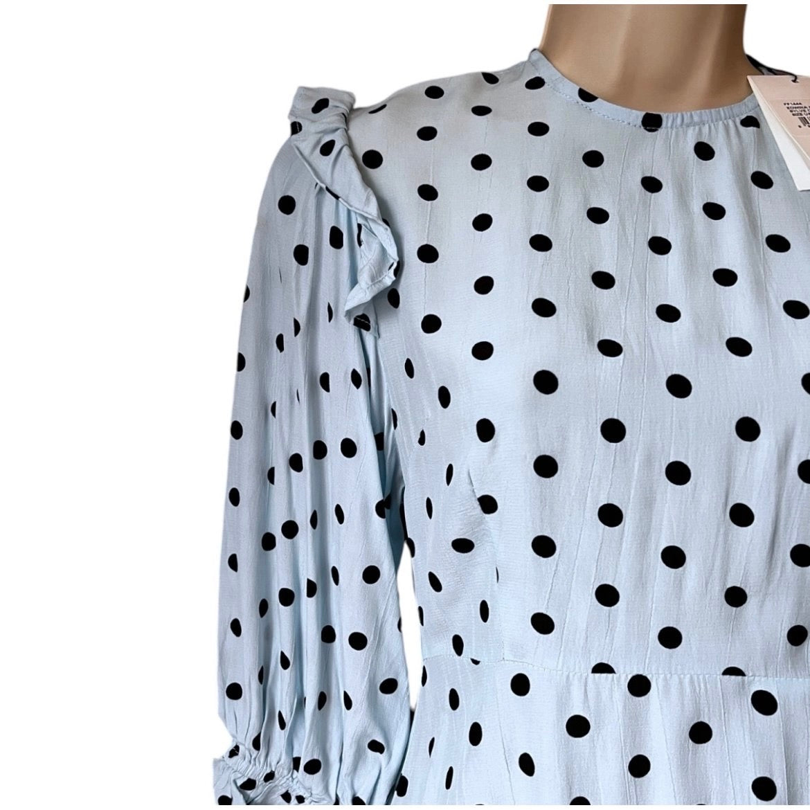 Faithfull The Brand Polka Dot Ruffle Puff Sleeve Mini Dress - XS