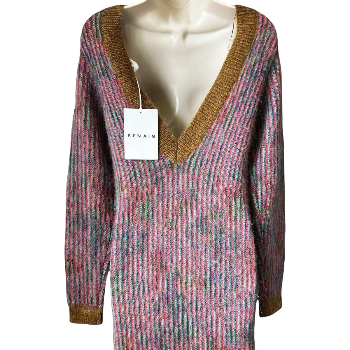 Remain Birger Wool & Kid Mohair Jacquard Knit Open Back Midi Dress – DE36 (UK10) – pre-loved