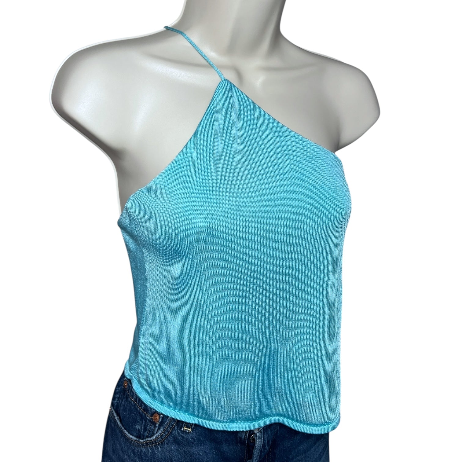 GAUGE81 Beja One-Shoulder Mesh Top – Asymmetric Open Back, XS – pre-loved