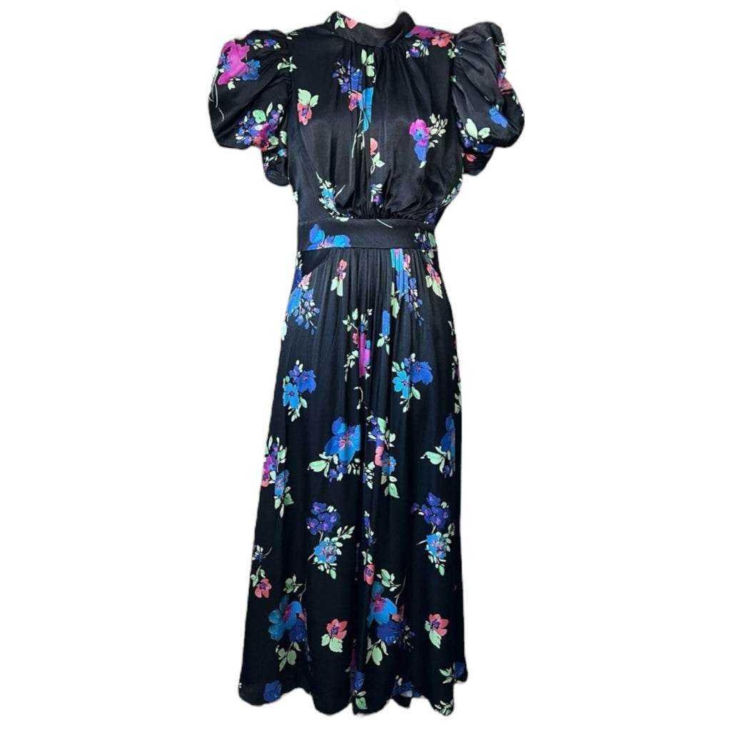 Rotate Birger Christensen Puff Sleeve Satin Midi Dress – DE38 – pre-loved