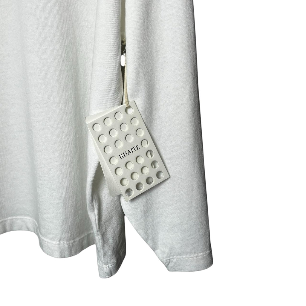 Khaite White Logo Patch Oversized Cotton Long Sleeve T-Shirt – XL