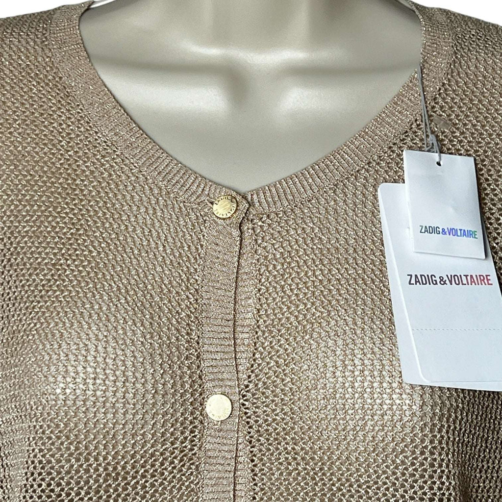 Zadig & Voltaire Gold-Thread Open Knit Relaxed Cardigan – L – pre-loved
