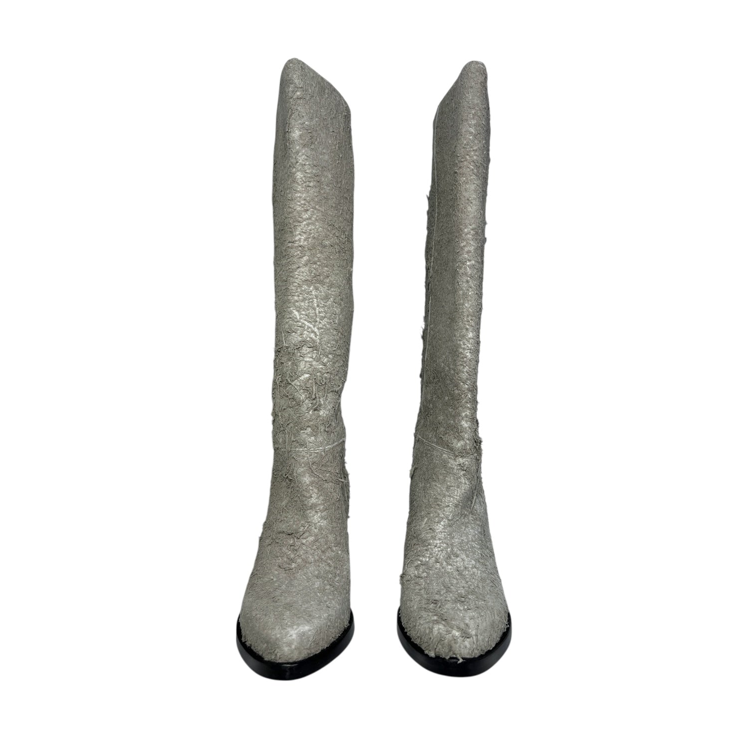 Legres Grey Raw Leather High-Heel Knee Boots – IT 38