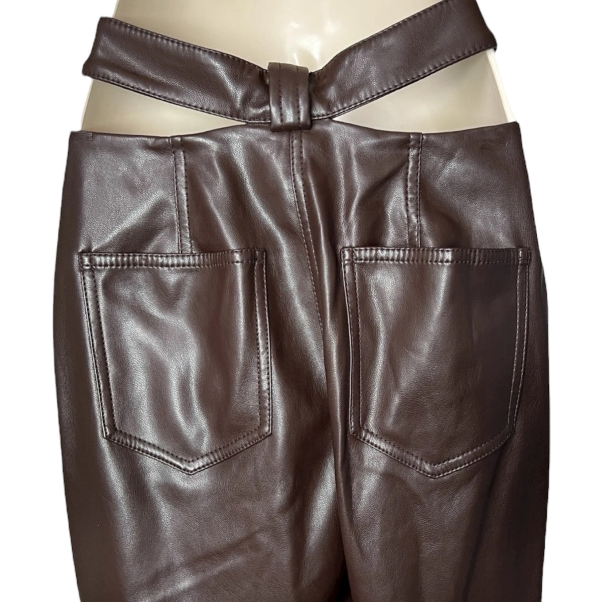 Simkhai Amelia Chocolate Vegan Leather Straight Leg Pants – US0 – pre-loved