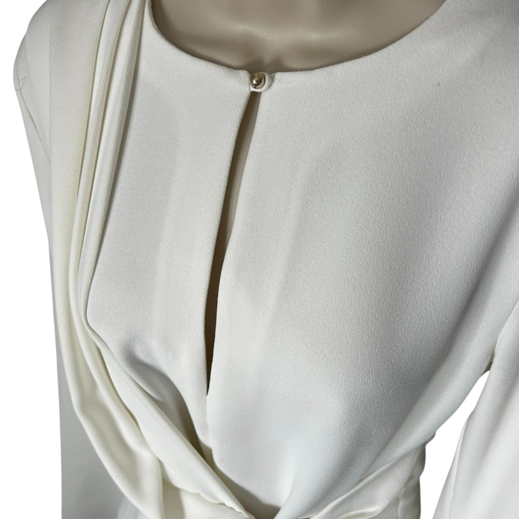 Acler Kerrison Ivory Drape Asymmetric Belted Blouse - UK8 – pre-loved