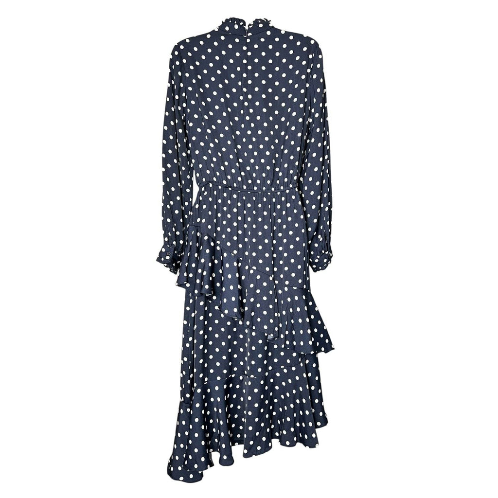 Essentiel Antwerp Polka Dot Ruffle High Neck Tiered Midi Dress – EU36 – pre-loved