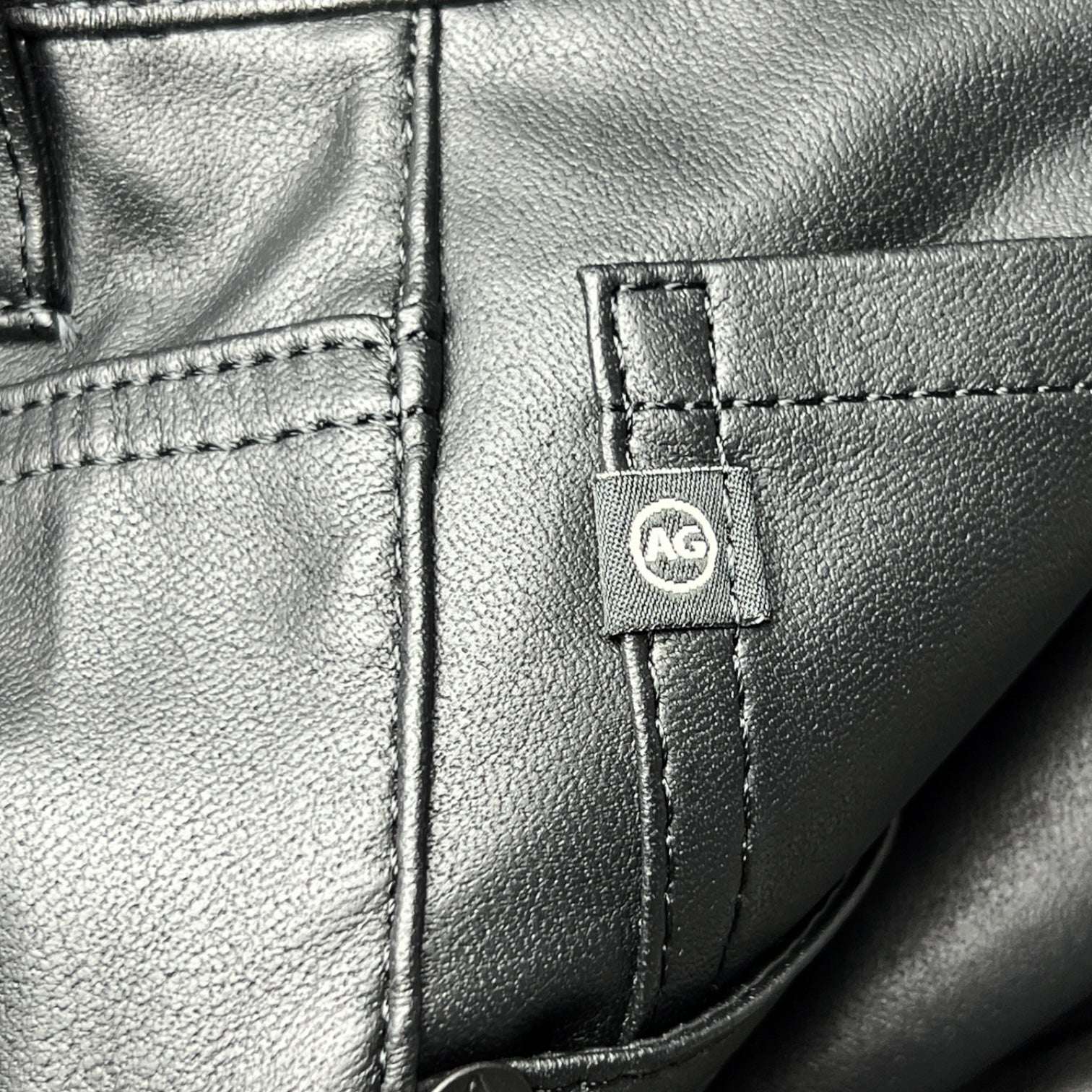 AG Adriano Goldschmied Alexxis Straight – Black Faux Leather Trousers, 26 – pre-loved