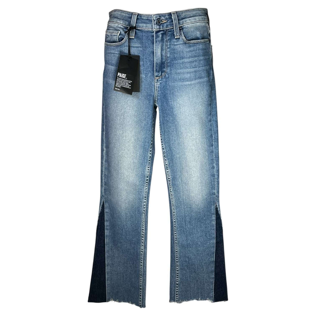Paige Pieced Colette Crop Flare Jeans – Two-Tone Denim, 25