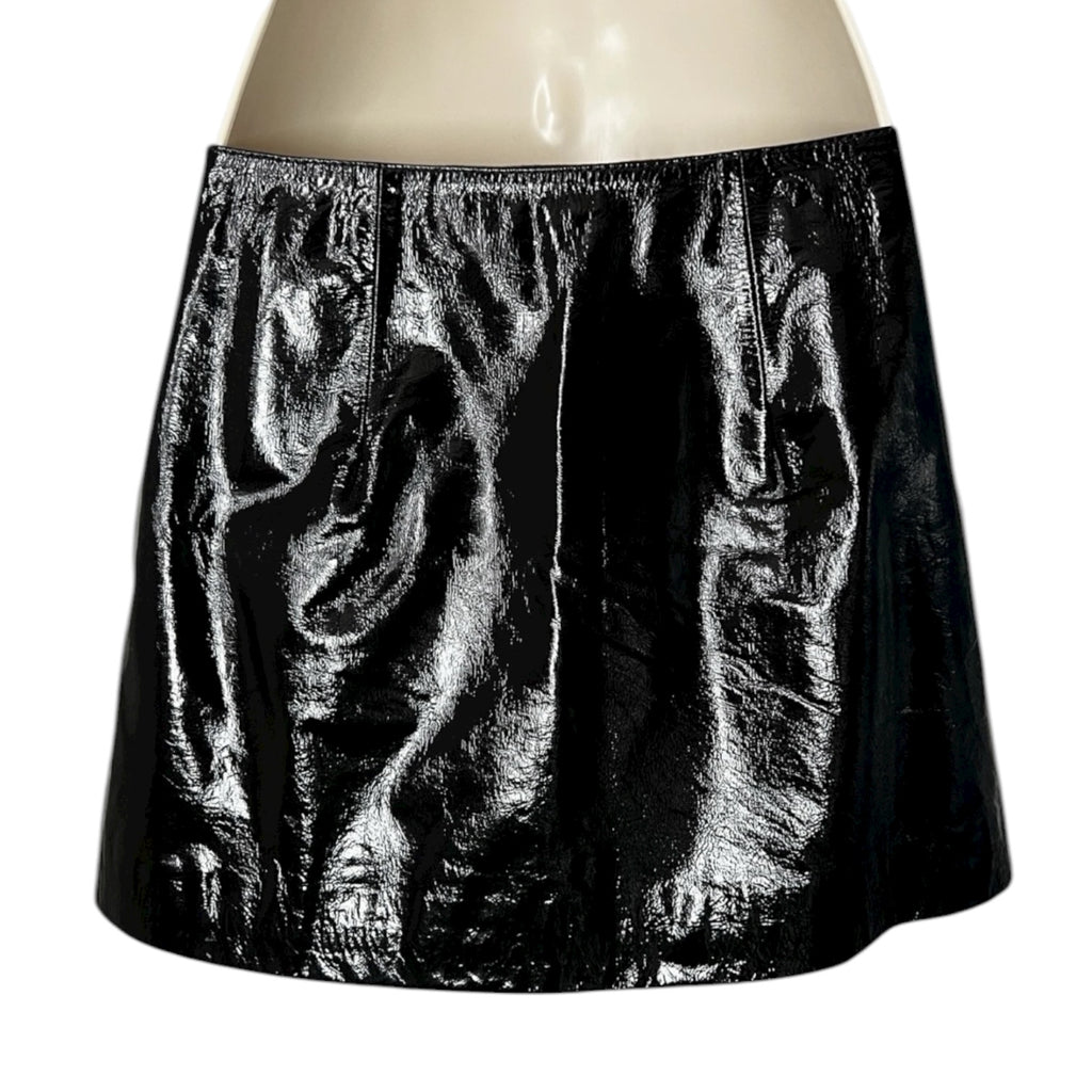 P.A.R.O.S.H. Black Patent Leather Mini Skirt – Zip, XS – pre-loved