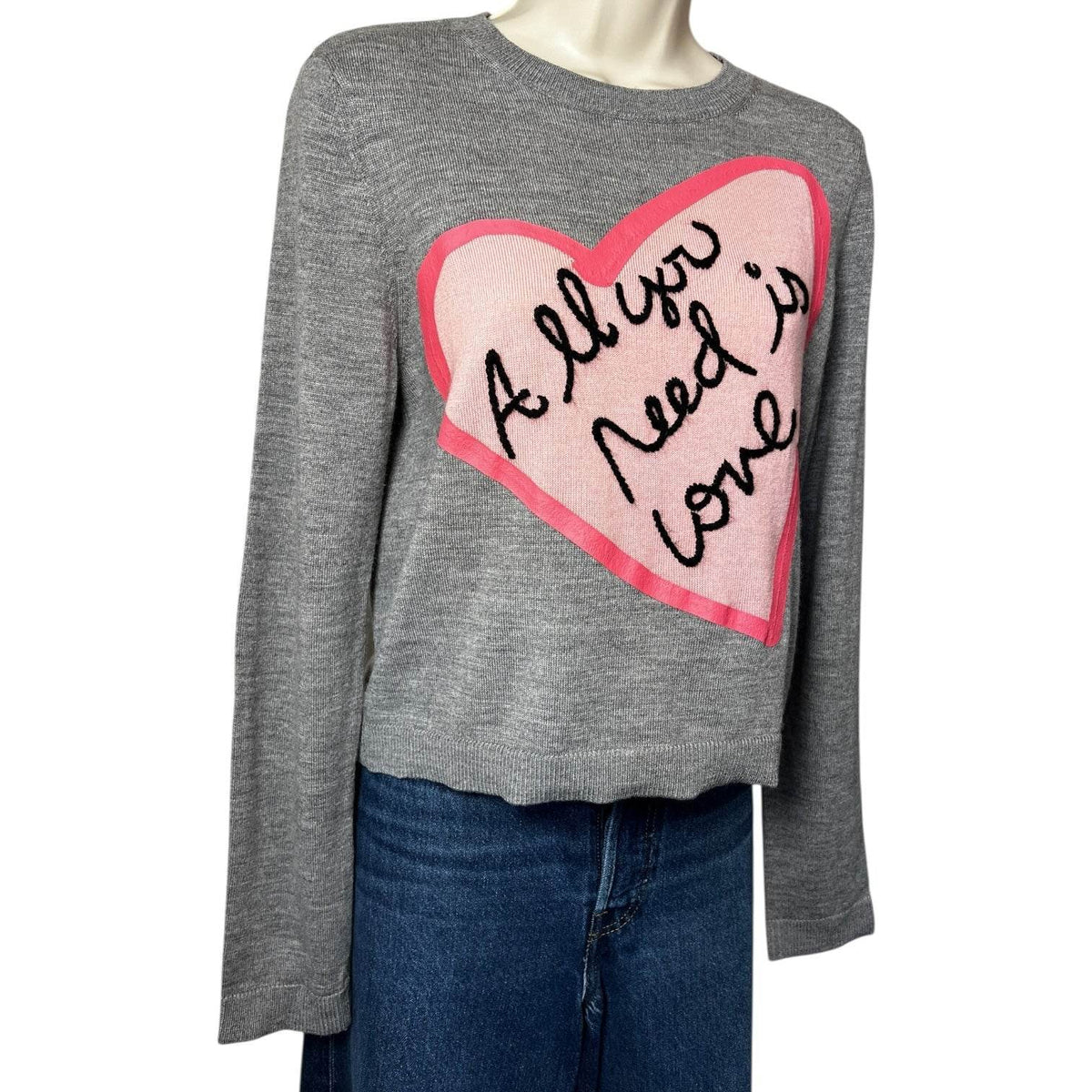 Alice + Olivia x The Beatles Wool Jumper – “All You Need Is Love” Embroidery, L – pre-loved