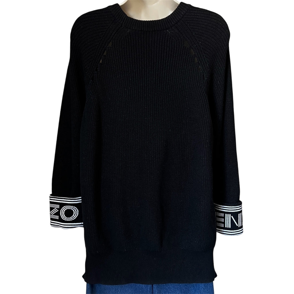 Kenzo Logo Ribbed Wool-Blend Crew Neck Sweater – M – pre-loved
