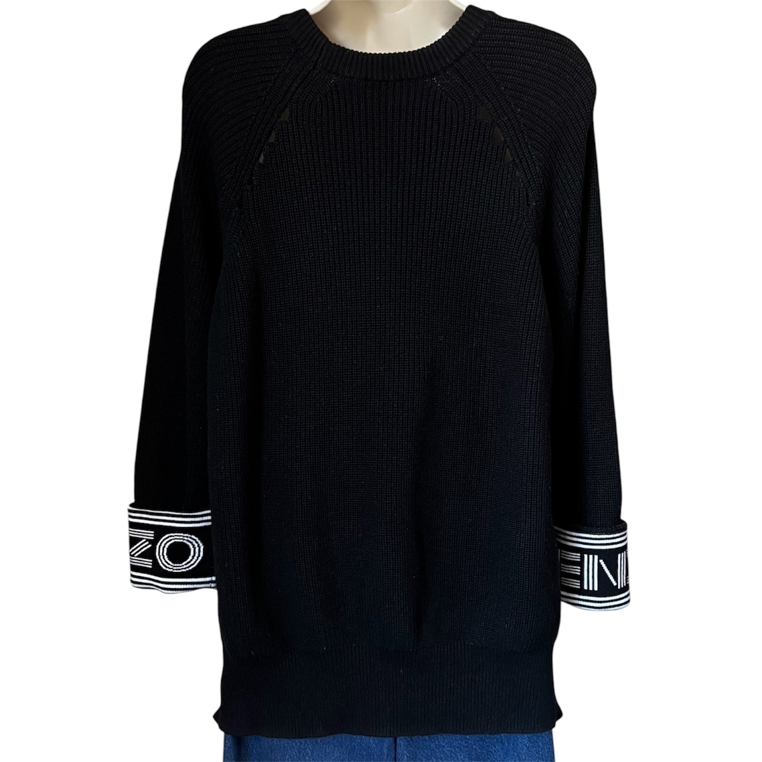 Kenzo Logo Ribbed Wool-Blend Crew Neck Sweater – M – pre-loved