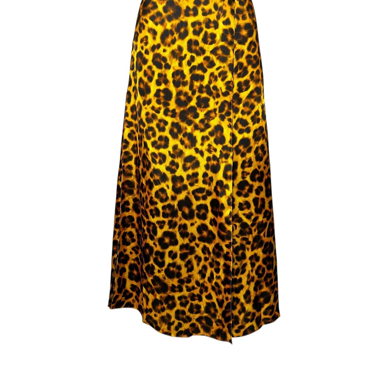 Sandro Satin Halter Neck Leopard Print Cut-Out Detail Midi Dress – FR38 – pre-loved