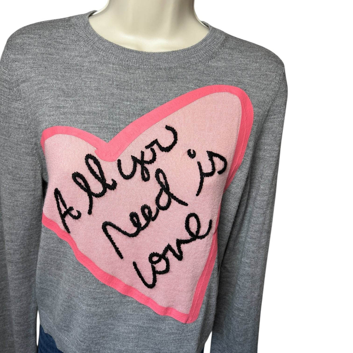 Alice + Olivia x The Beatles Wool Jumper – “All You Need Is Love” Embroidery, L – pre-loved