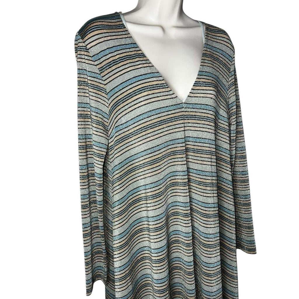 Stine Goya Metallic Stripe Relaxed Midi Dress – S – pre-loved