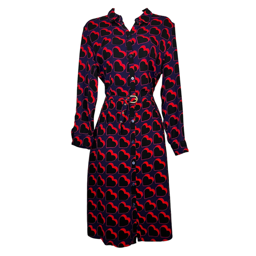 Fabienne Chapot Heart Print Belted Shirt Dress – Mid Length, EU38 (UK10)