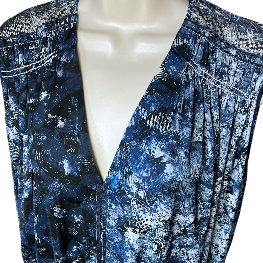 HIGH by Claire Campbell Tech Tie-Dye Mesh Cut-Out Sleeveless Drawstring Top – UK12 – pre-loved