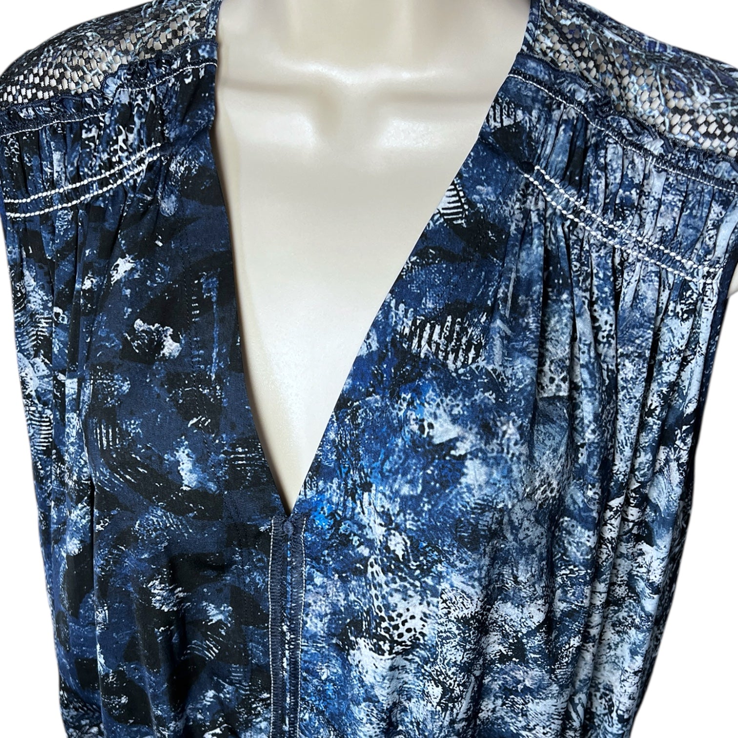 HIGH by Claire Campbell Tech Tie-Dye Mesh Cut-Out Sleeveless Drawstring Top – UK12 – pre-loved