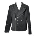 Anine Bing Tailored Military Zip Jacket – Structured Wool Blend, Dark Grey, Size L – pre-loved