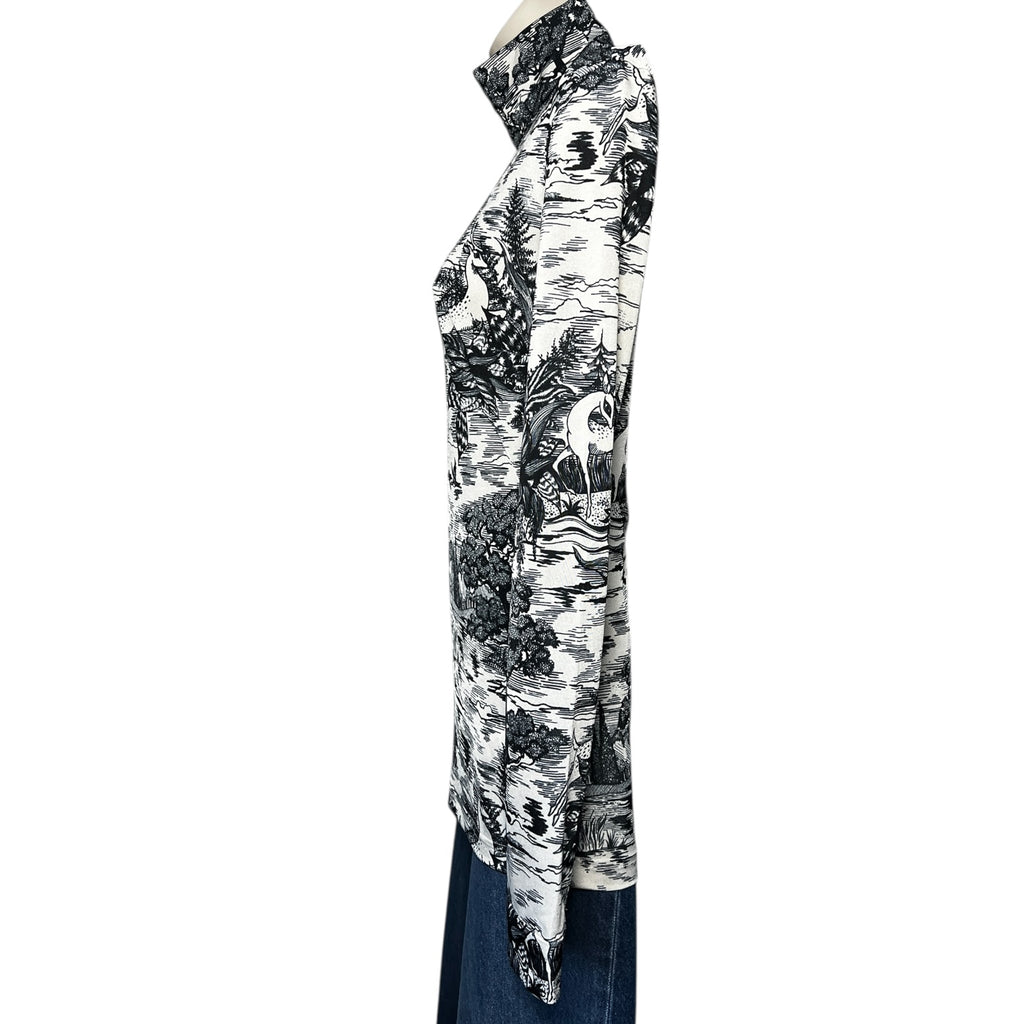 Victoria Beckham Forest Print Turtleneck Long-Sleeve Top – UK8
