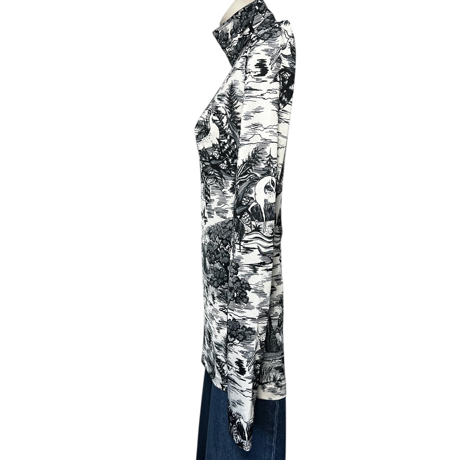 Victoria Beckham Forest Print Turtleneck Long-Sleeve Top – UK8