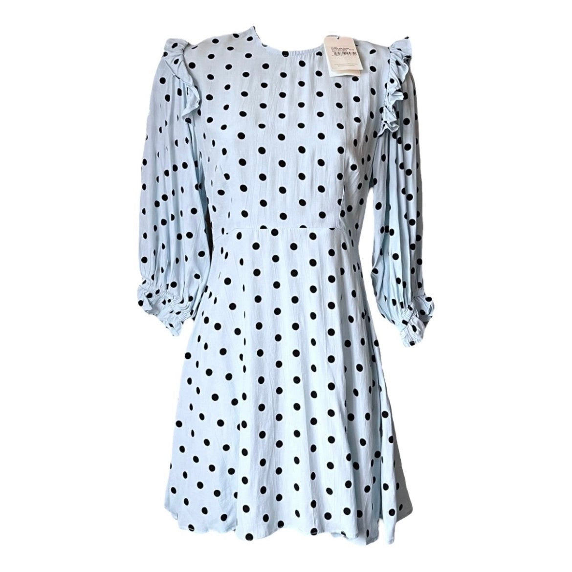 Faithfull The Brand Polka Dot Ruffle Puff Sleeve Mini Dress - XS