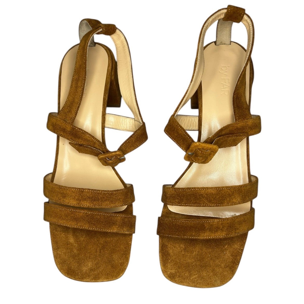 By Far Cuba Suede Block Heel Sandals – Brown, EU 40