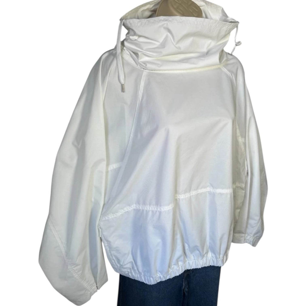 G. Label by Goop White Nylon High-Neck Crop Jacket – Relaxed Fit, Athleisure, Size M – pre-loved