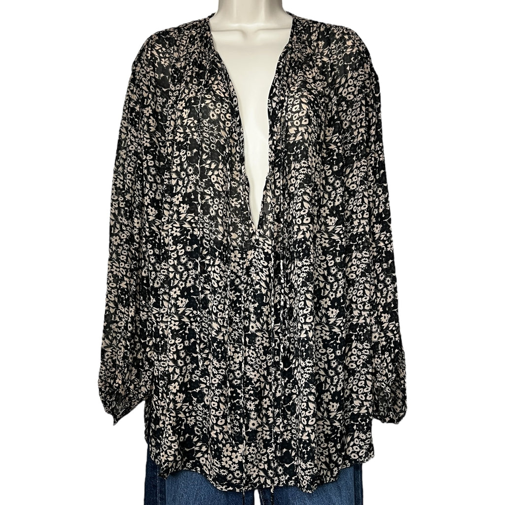 Isabel Marant Étoile Floral Split-Neck Tie Blouse – Oversized Shirt, FR36 (UK8)