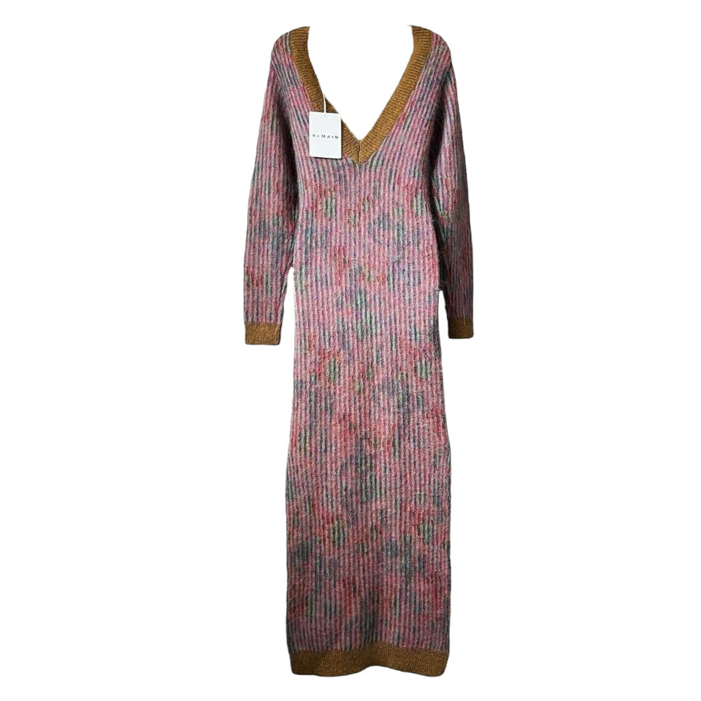 Remain Birger Wool & Kid Mohair Jacquard Knit Open Back Midi Dress – DE36 (UK10) – pre-loved