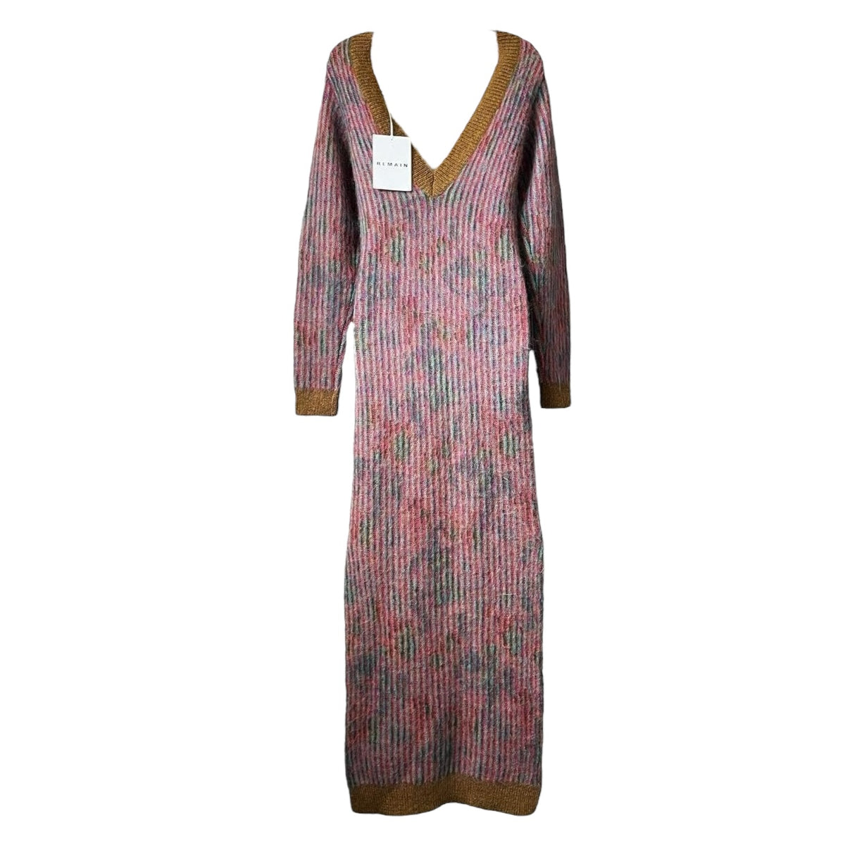 Remain Birger Wool & Kid Mohair Jacquard Knit Open Back Midi Dress – DE36 (UK10) – pre-loved