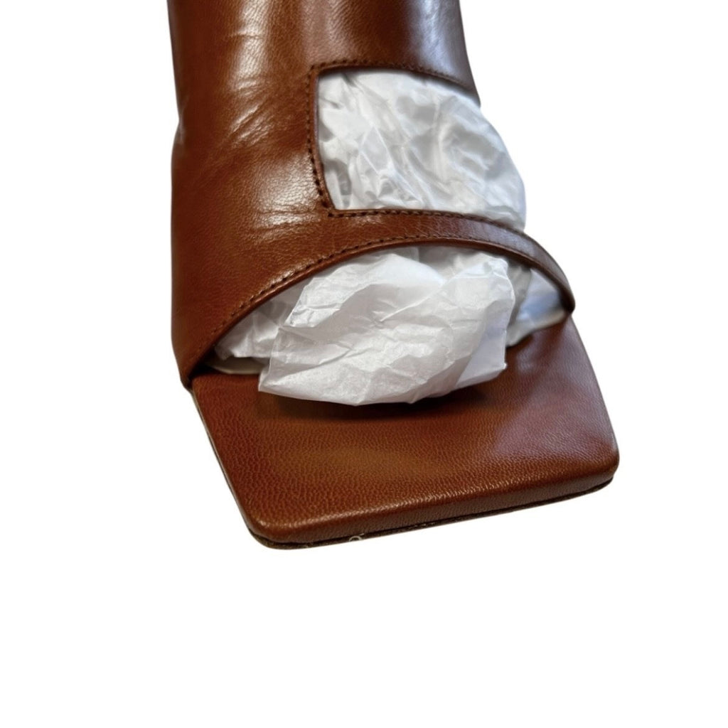 Rejina Pyo Leah Cut-Out Wooden Heel Leather Mules - EU36