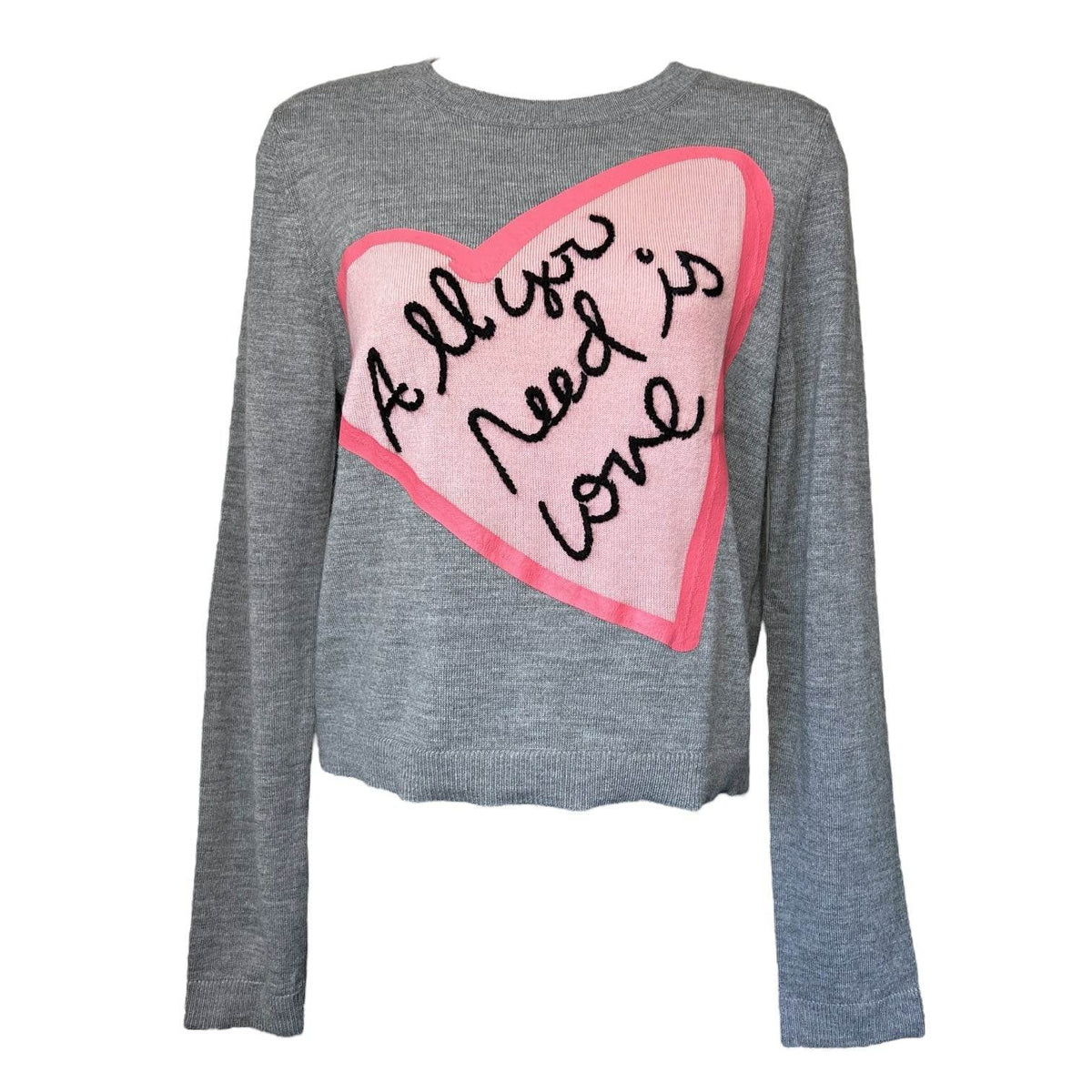 Alice + Olivia x The Beatles Wool Jumper – “All You Need Is Love” Embroidery, L – pre-loved