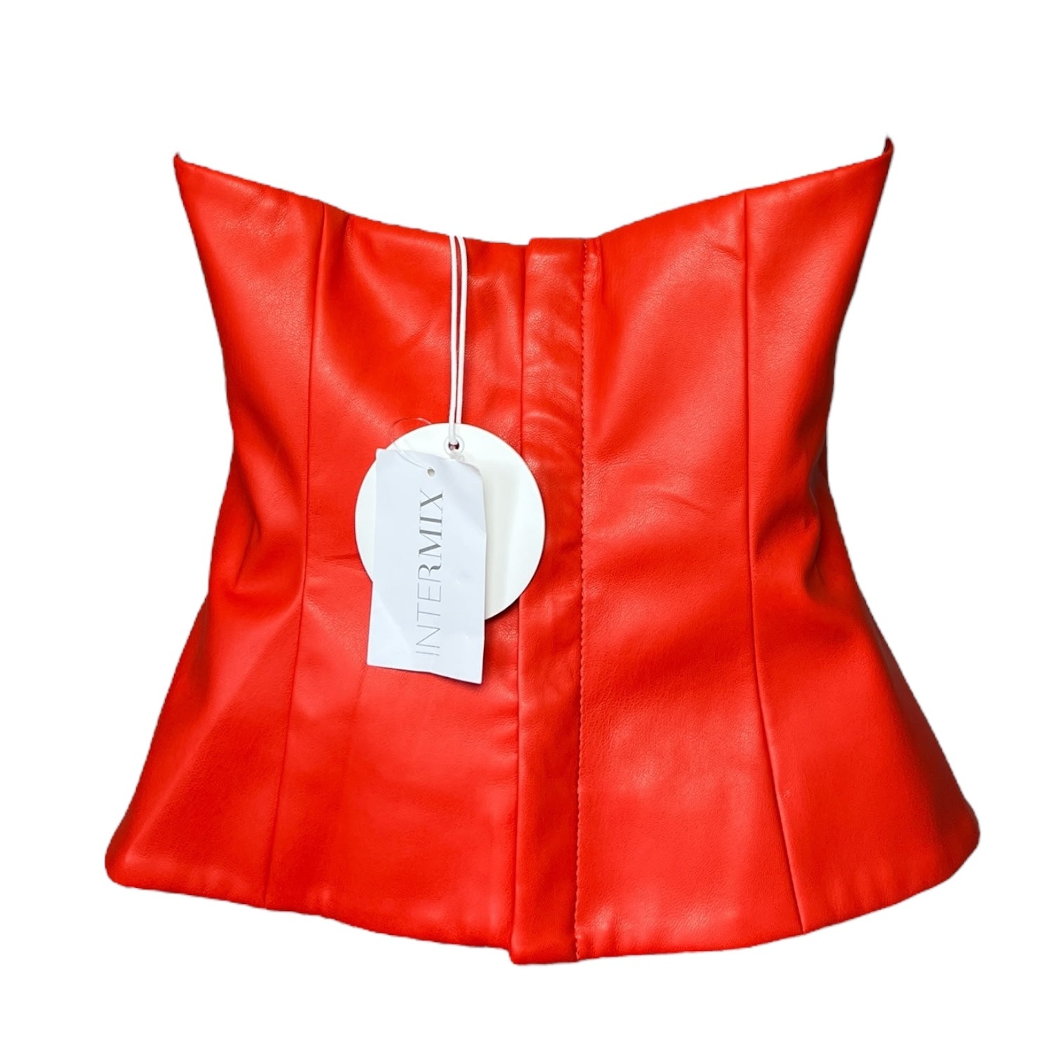STAUD Cherry Red Vegan Leather Bustier Crop Top – US4 (UK8) – pre-loved