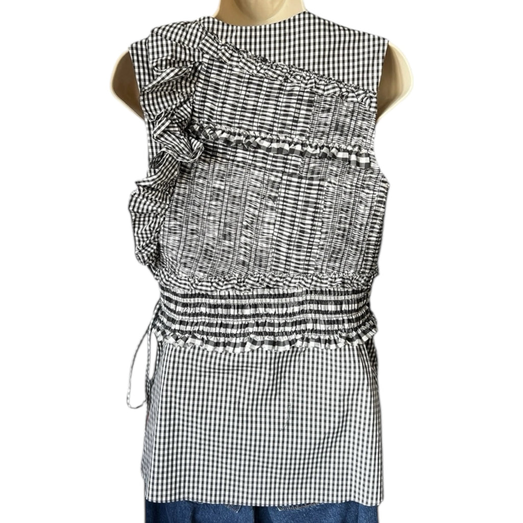 3.1 Phillip Lim Gingham Ruffle Peplum Sleeveless Top – US4 (UK8)