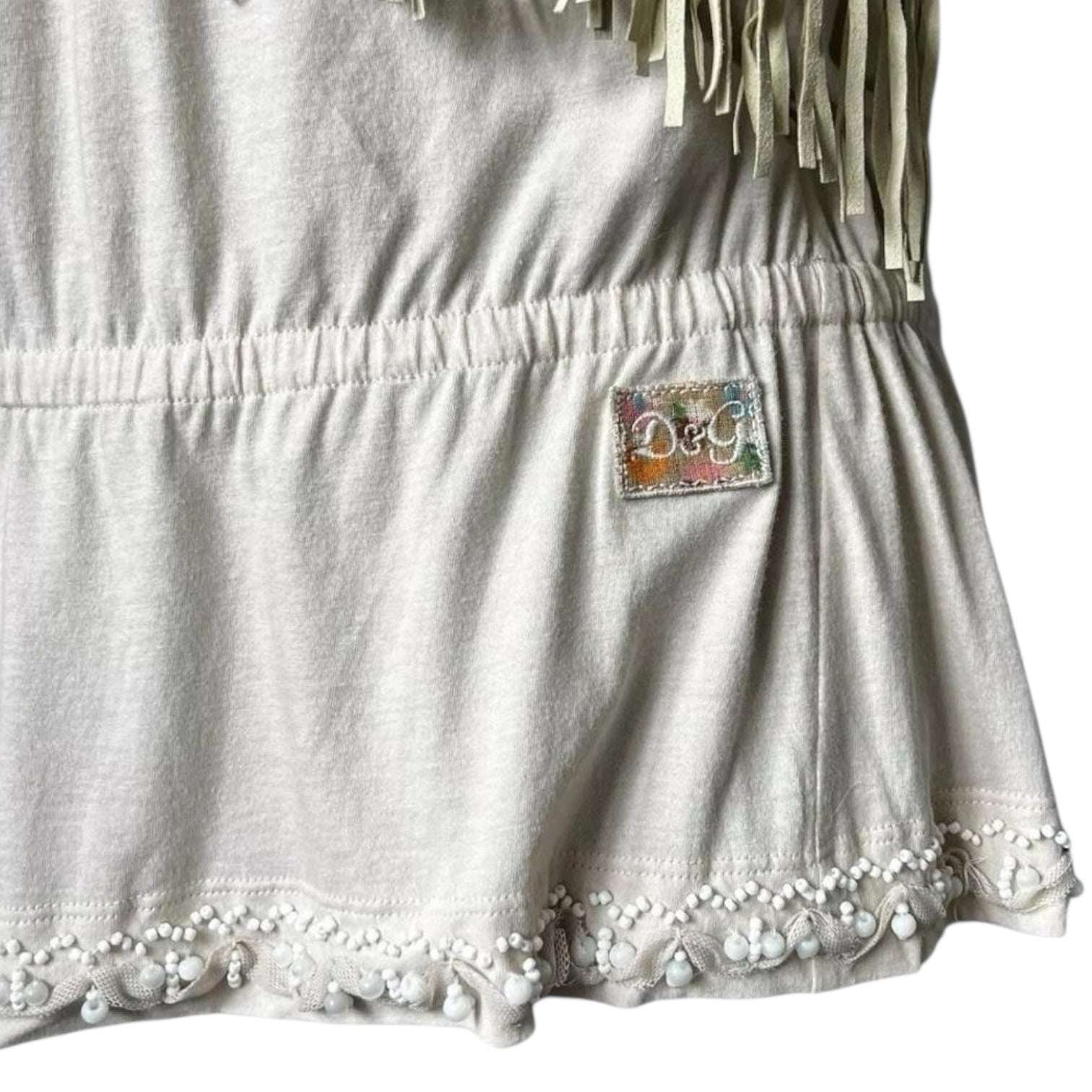 Vintage D&G Dolce & Gabbana Beaded Fringe Top – One Shoulder, IT42 – pre-loved