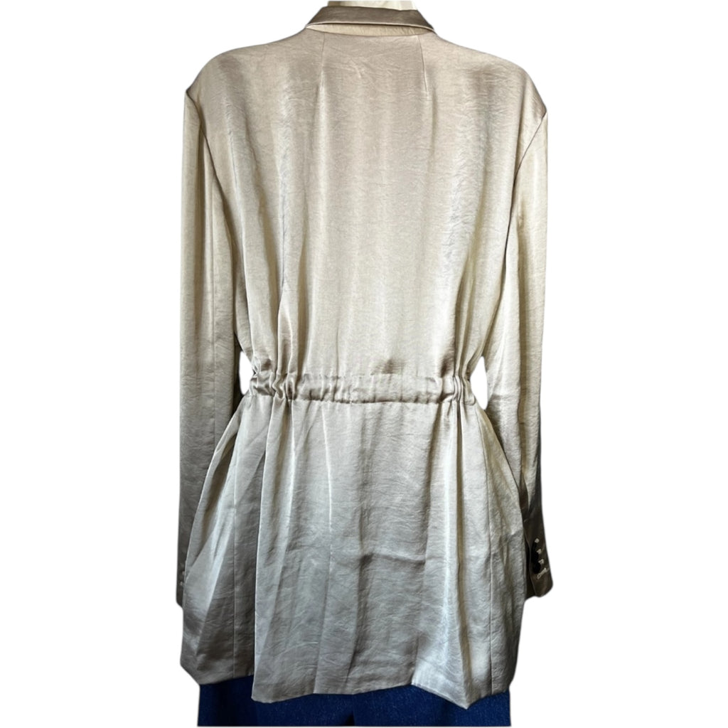 Theory Double-Breasted Belted Blazer – Crushed Satin, L – pre-loved