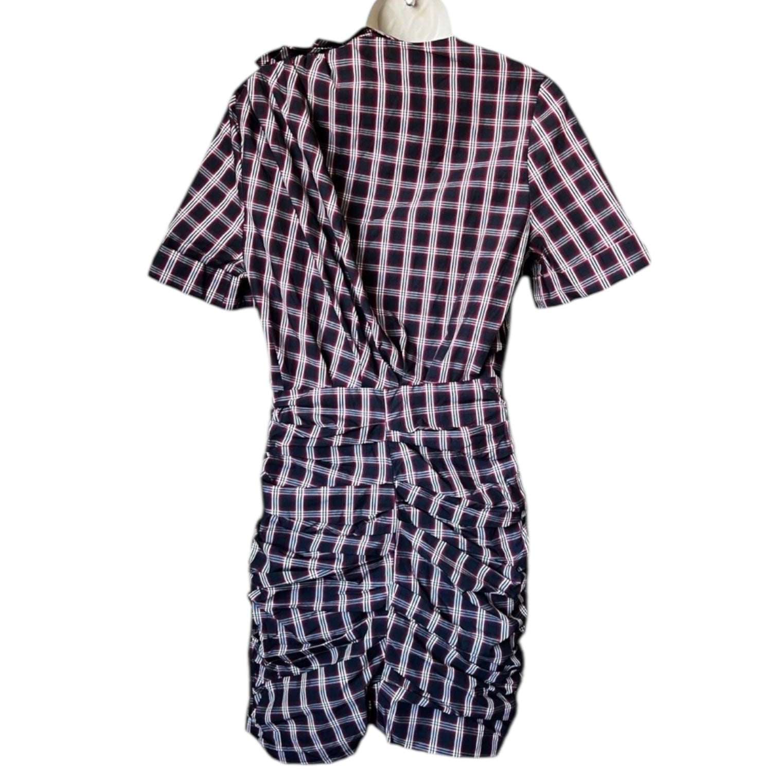 Isabel Marant Tartan Mini Dress – Ruched Cotton Check Short Sleeve, FR36 (UK8) – pre-loved